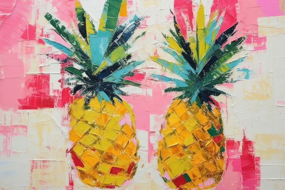 Pineapples art painting fruit.