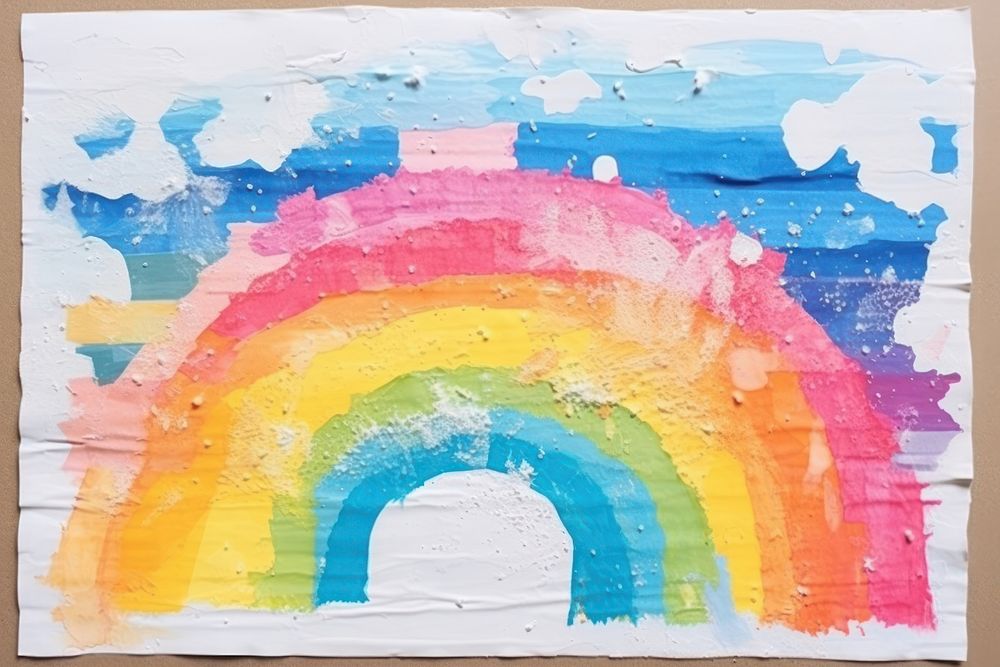 Rainbow and clound art abstract painting.