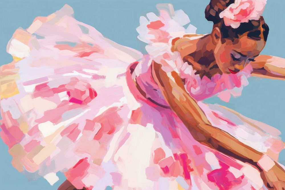 African-American ballerina painting dancing ballet.