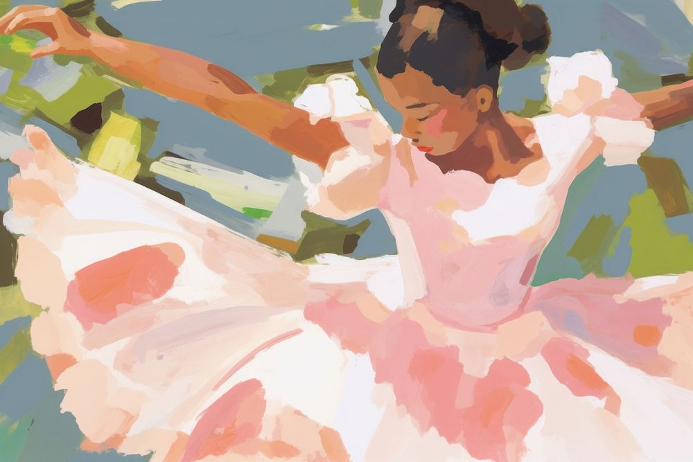 African-American ballerina abstract painting dancing.