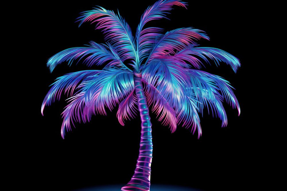 Neon coconut tree plant illuminated accessories.