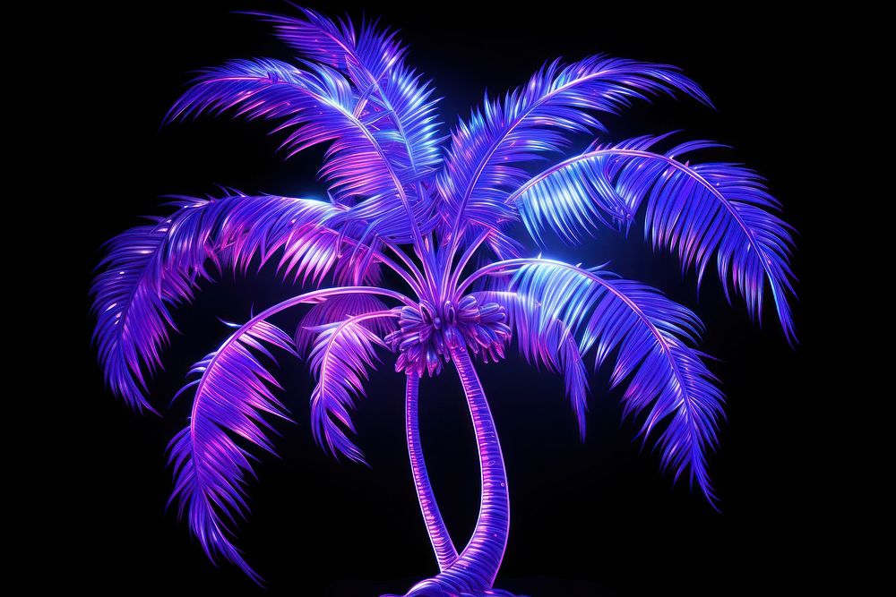 Neon coconut tree purple violet plant.