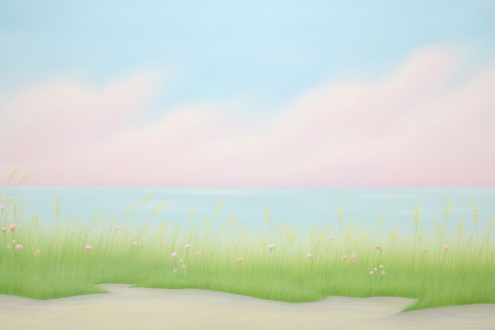 Painting of alfalfa grass border backgrounds landscape outdoors.