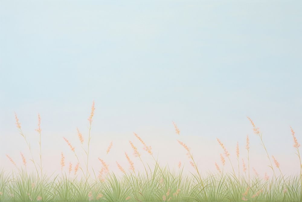 Painting of alfalfa grass border backgrounds outdoors horizon.