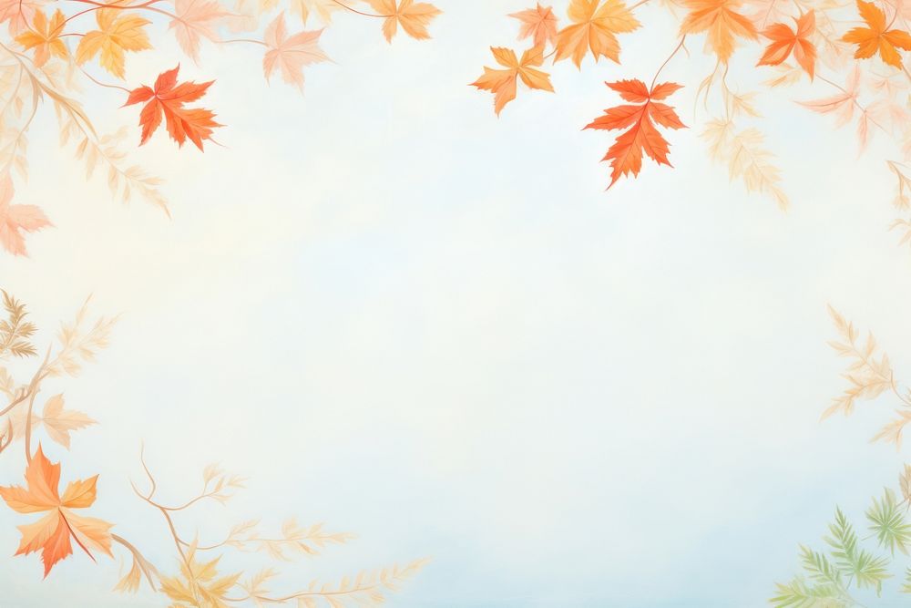 Painting of Autumn leaves border backgrounds outdoors autumn.