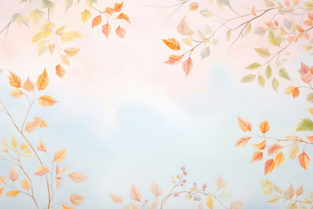Painting of Autumn leaves border backgrounds outdoors autumn.