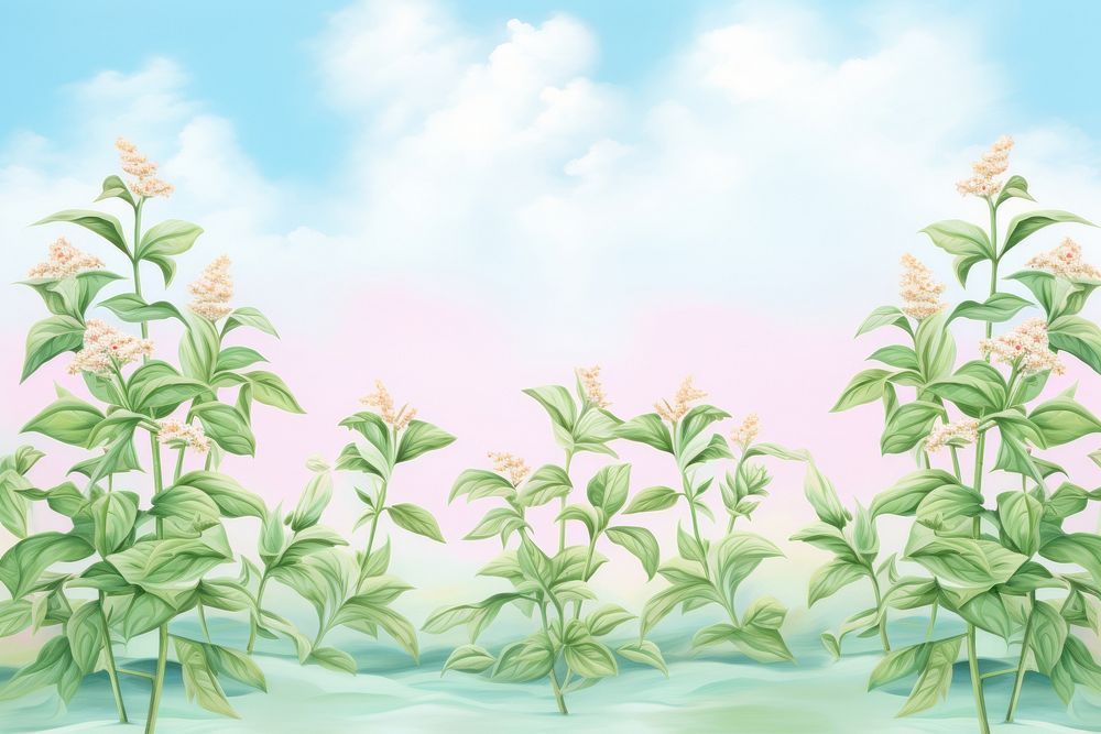 Painting of Basil border backgrounds outdoors flower.