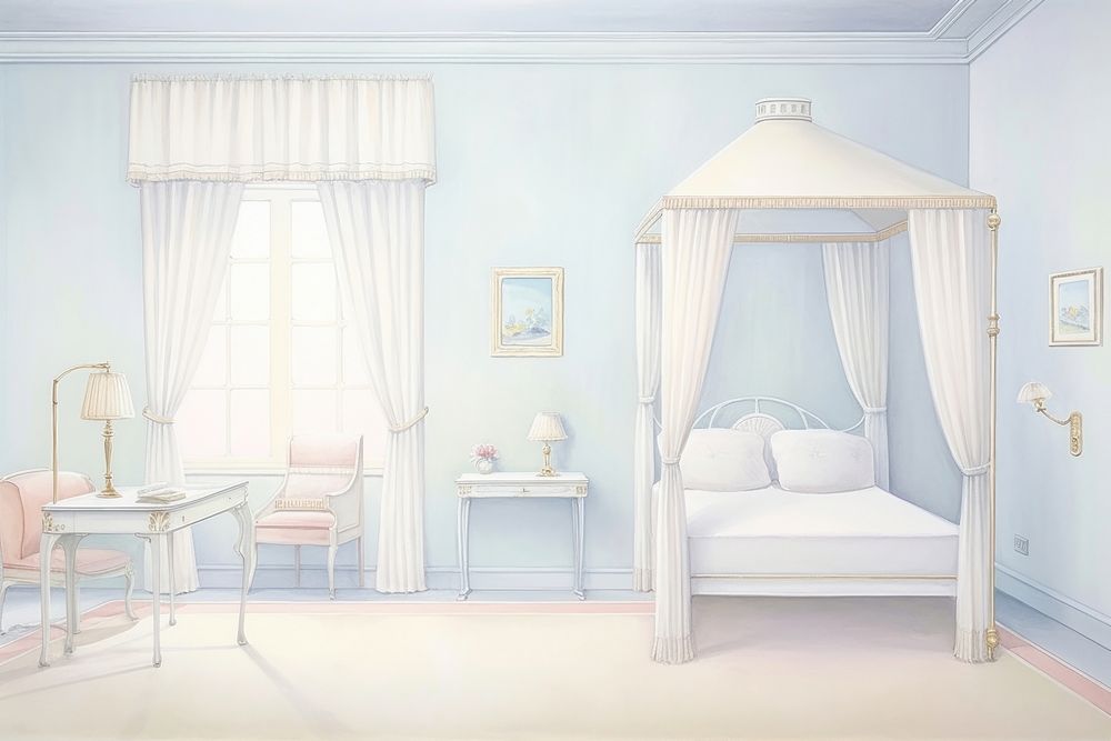Painting of Bedroom border bedroom furniture chair.