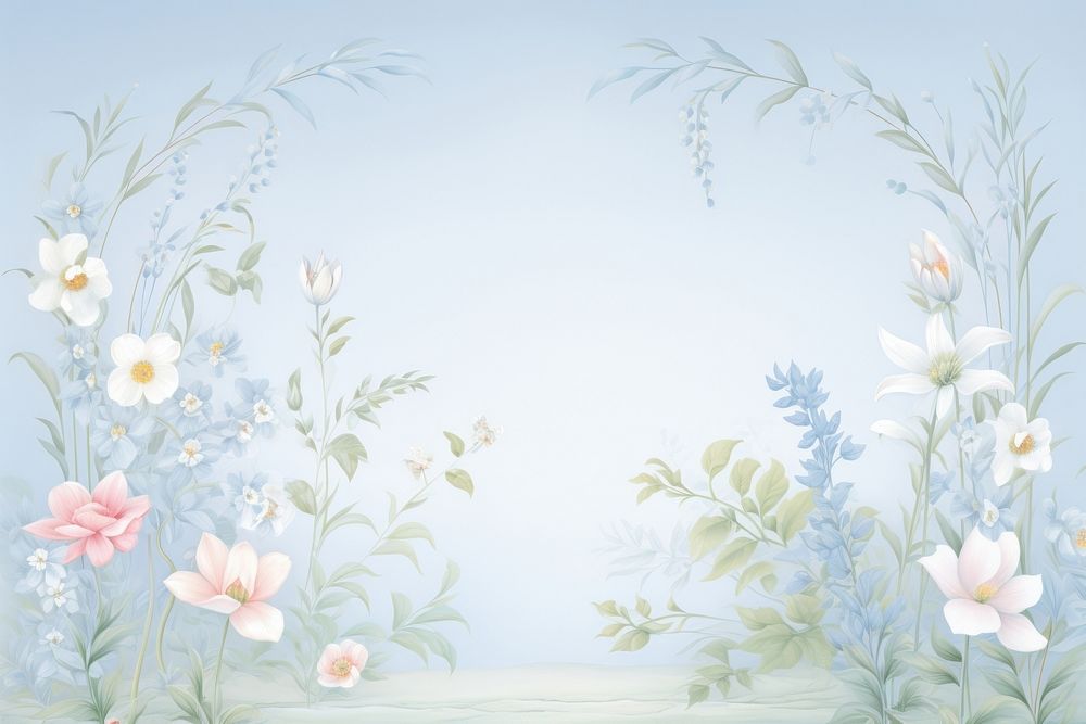 Painting of blue flowerborder backgrounds pattern plant.