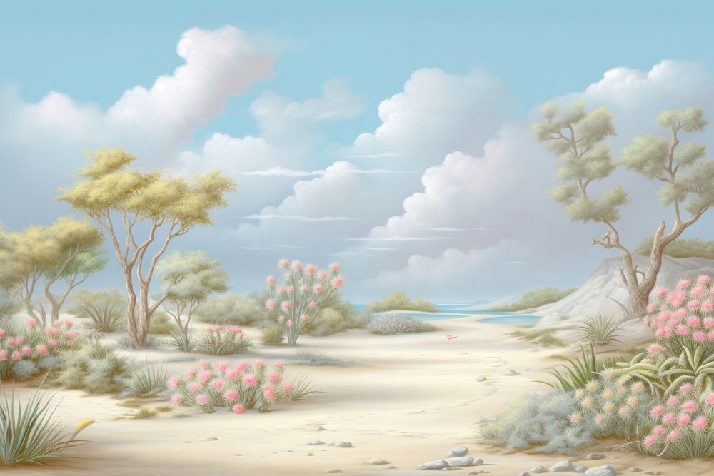 Painting of Bush border backgrounds landscape outdoors.