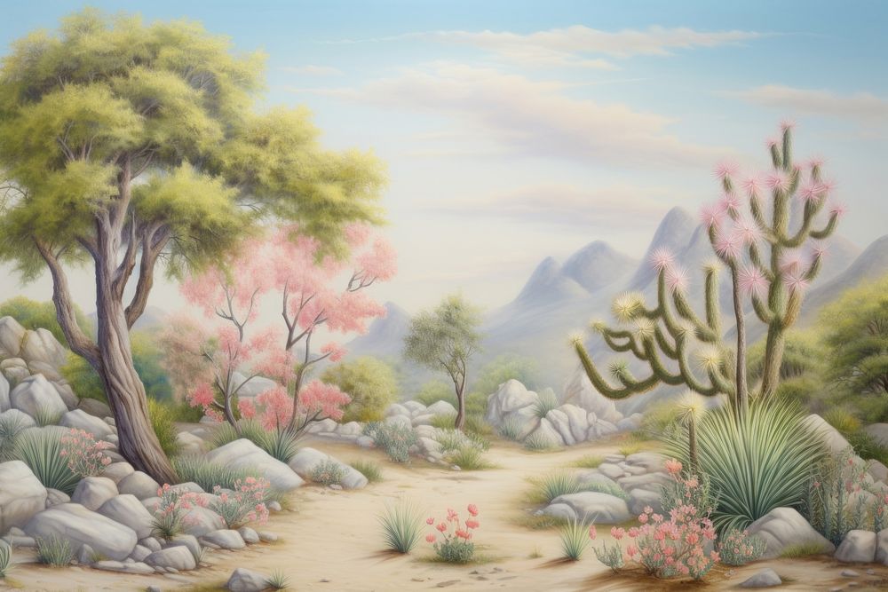Painting of Bush border wilderness outdoors nature.