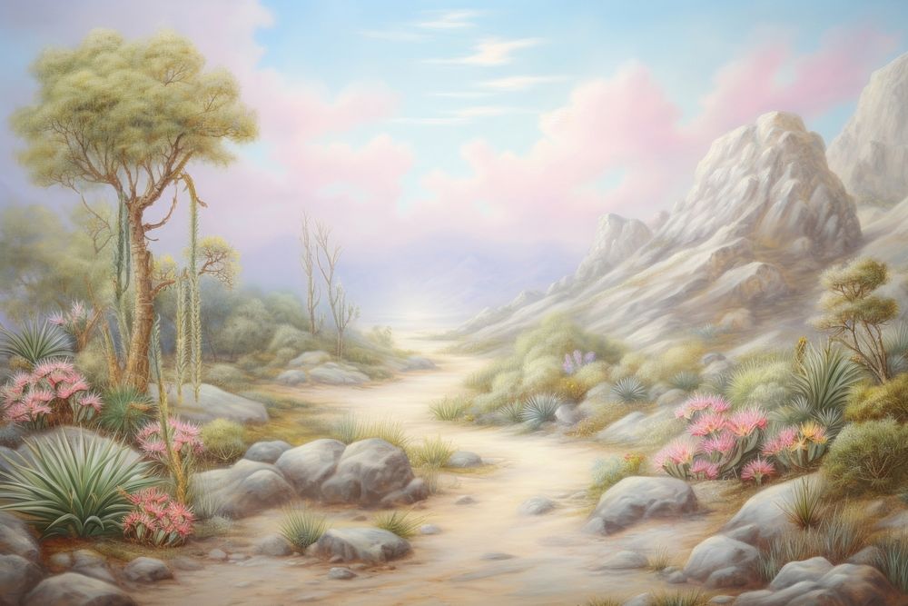 Painting of Bush border backgrounds landscape outdoors.