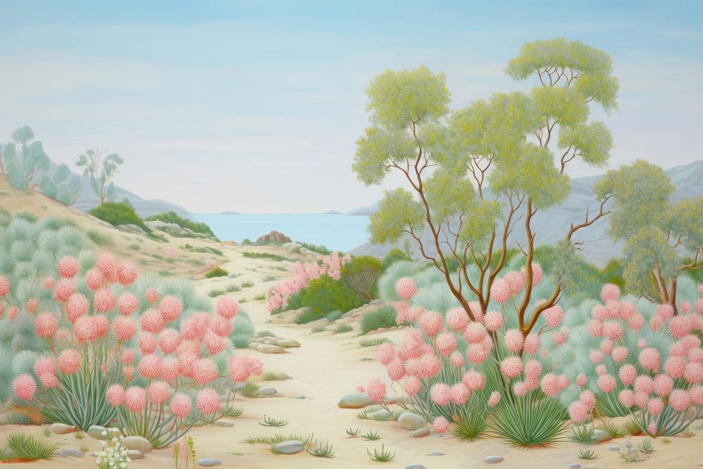 Painting of Bush border outdoors nature plant.