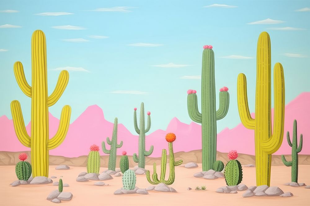 Painting of Cactus border cactus backgrounds plant.