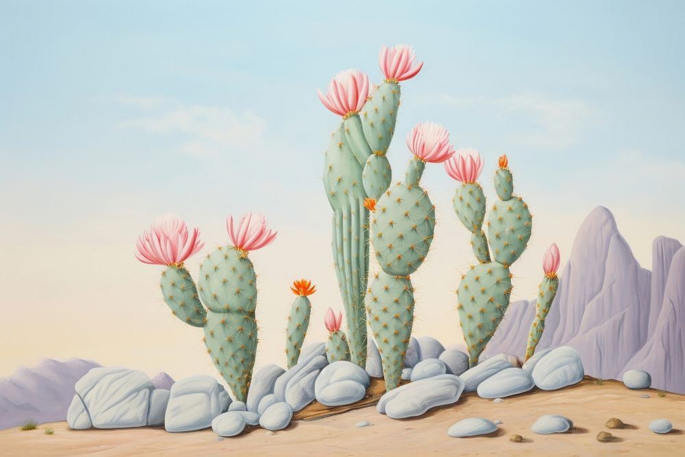 Painting of Cactus cactus plant tranquility.