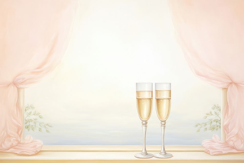Painting of champagne border glass drink refreshment.