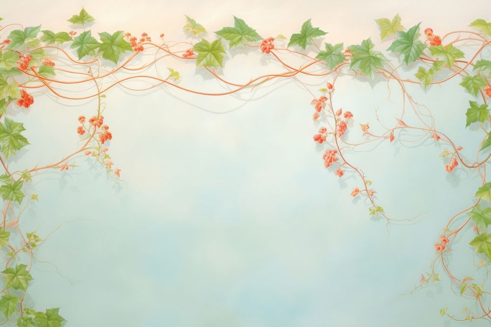 Painting of Colorful Ivy border backgrounds pattern plant.