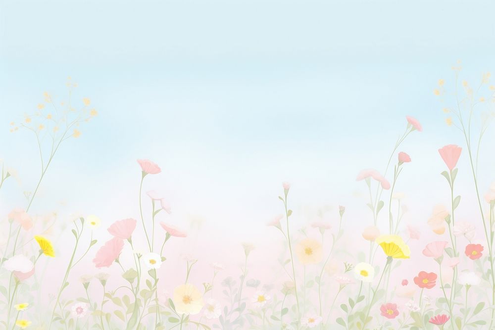 Painting of colorful Meadow border backgrounds outdoors pattern.