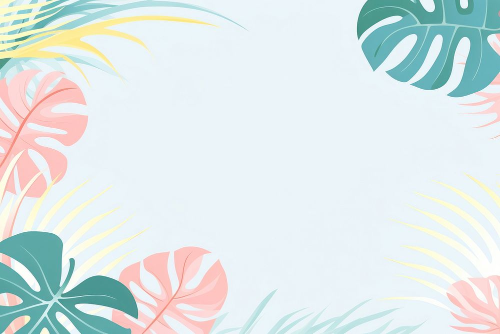Painting of colorful Monstera border backgrounds outdoors pattern.