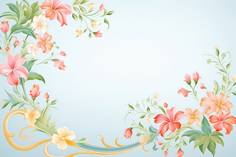 Painting of colorful Ribbon flowers border backgrounds pattern freshness.