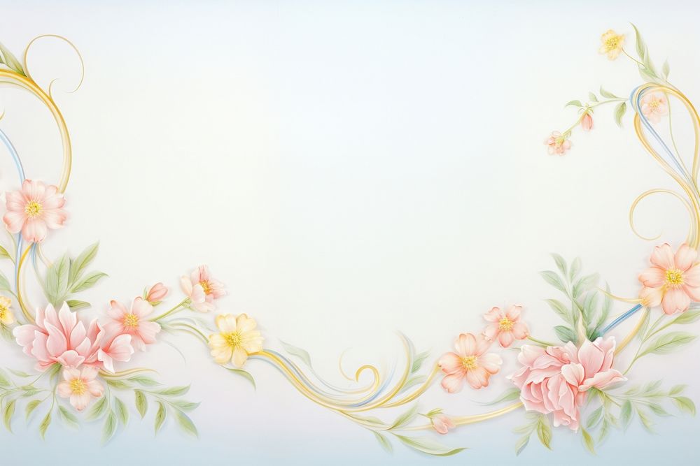 Painting of colorful Ribbon flowers border backgrounds pattern creativity.