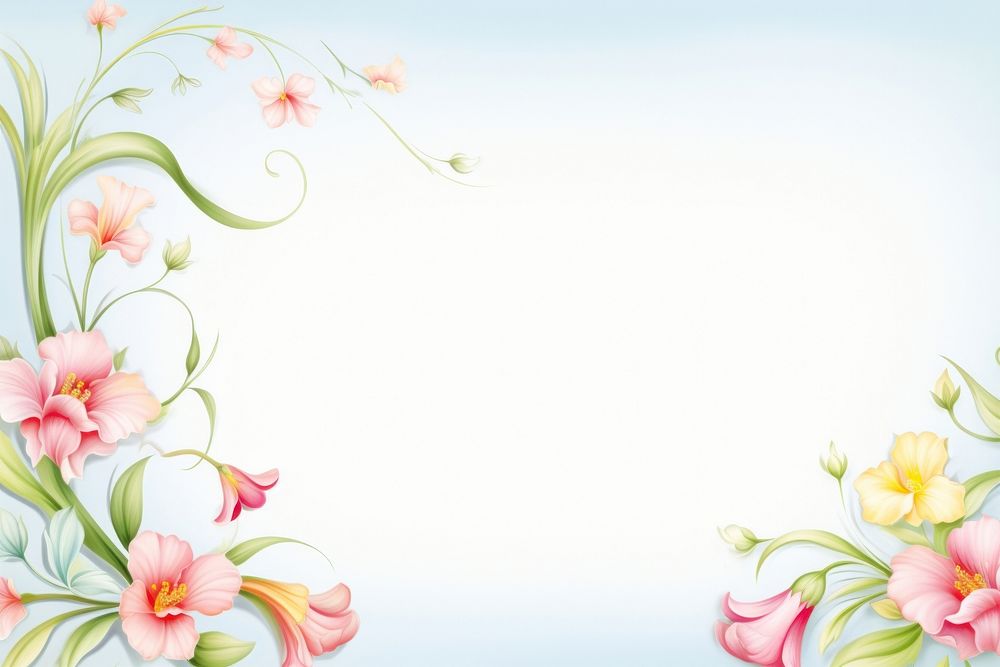 Painting of colorful Ribbon flowers border backgrounds pattern plant.