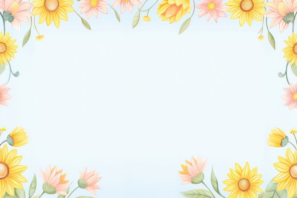 Painting of cute sunflower border backgrounds pattern plant.