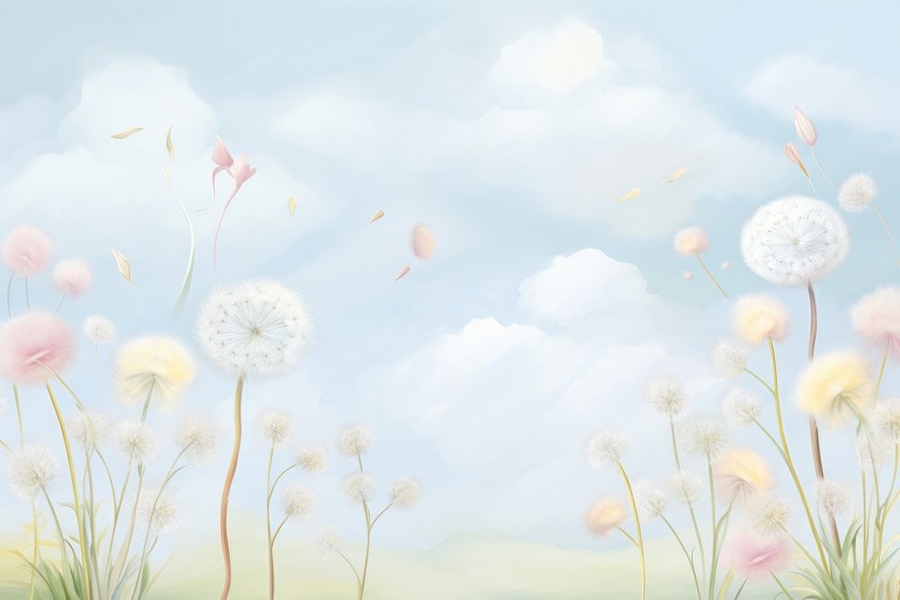 Painting of Dandelion border dandelion backgrounds outdoors.