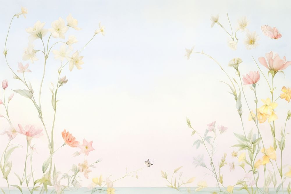 Painting of dried flower border backgrounds outdoors pattern.