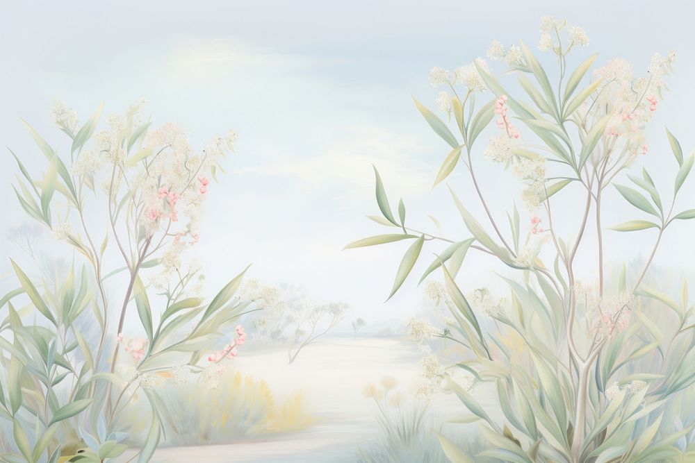 Painting of Eucalyptus border backgrounds outdoors pattern.