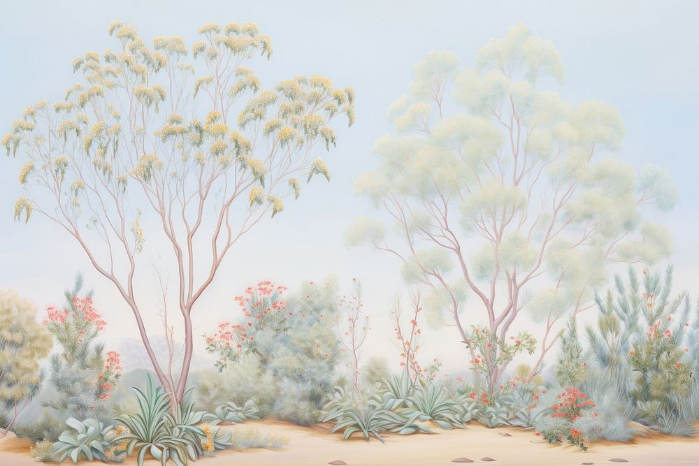 Painting of Eucalyptus border backgrounds outdoors drawing.
