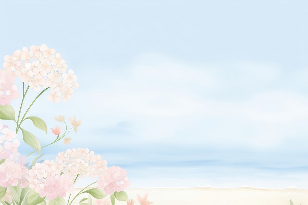 Painting of hydrangea border backgrounds outdoors nature.