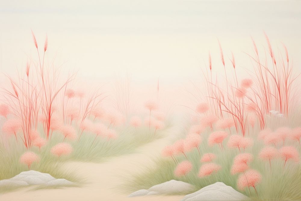 Painting of japanese blood grass border backgrounds nature plant.
