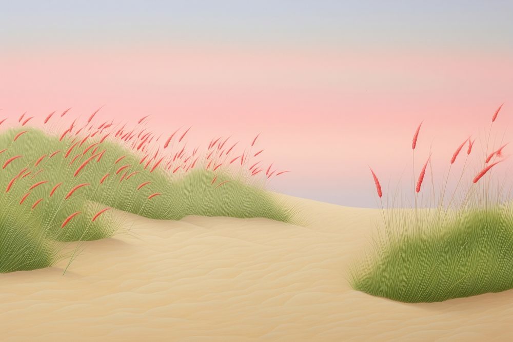 Painting of japanese blood grass border outdoors nature plant.