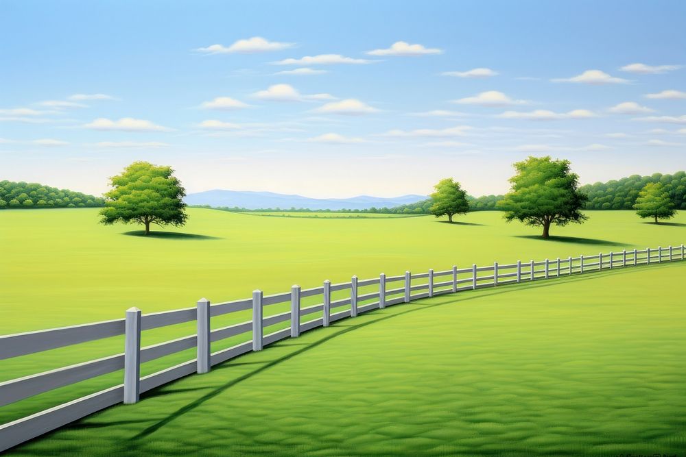 Painting of kentucky bluegrass border landscape grassland outdoors.