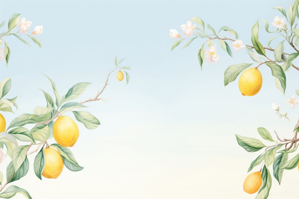 PNG Painting of lemon border plant fruit pear.
