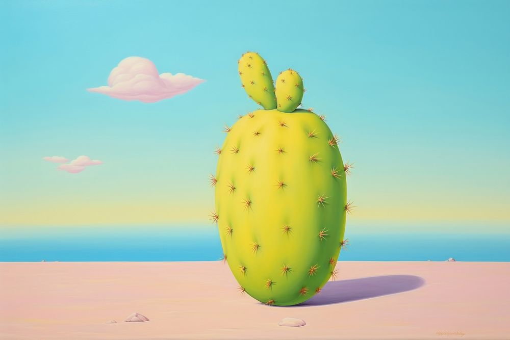 Painting of lemon of Cactusorder cactus plant tranquility.