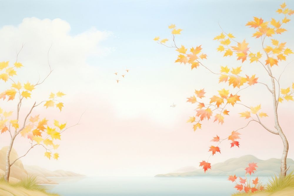Painting of Maple border backgrounds landscape outdoors.
