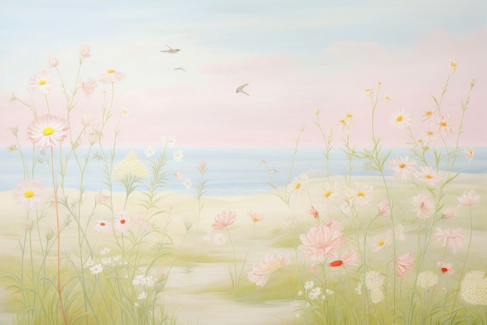 Painting of Meadow border backgrounds outdoors nature.