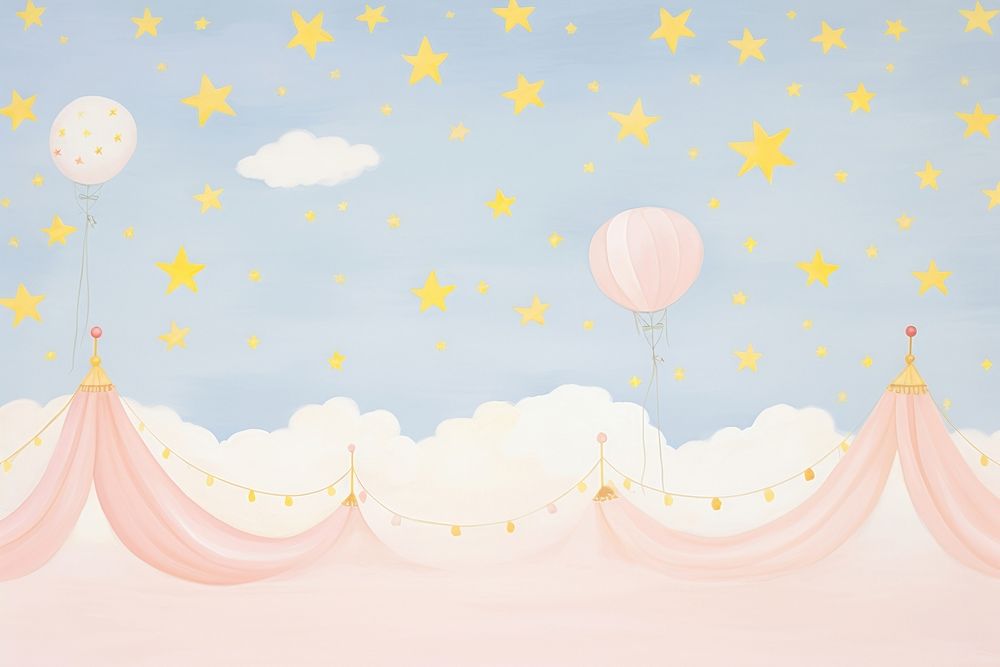Painting of night sky border backgrounds balloon transportation.