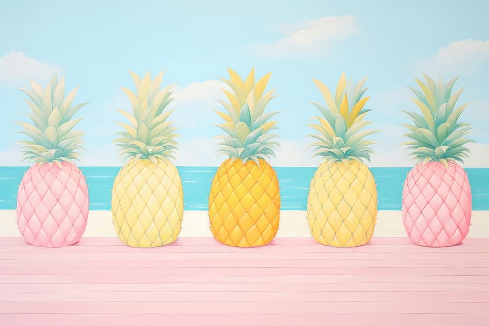 Painting of pineapple border plant fruit food.