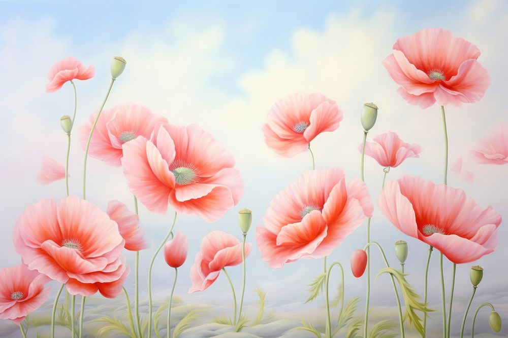 Painting of Poppy border poppy backgrounds flower.