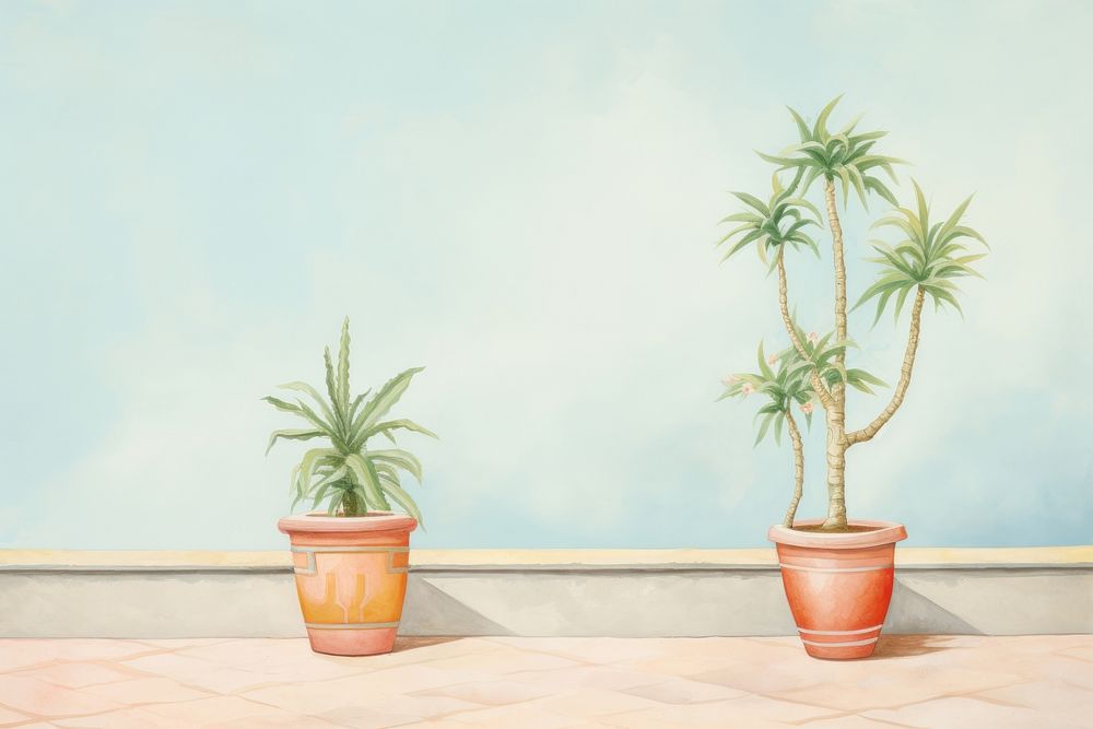 Painting of Plant pot border plant tree houseplant.