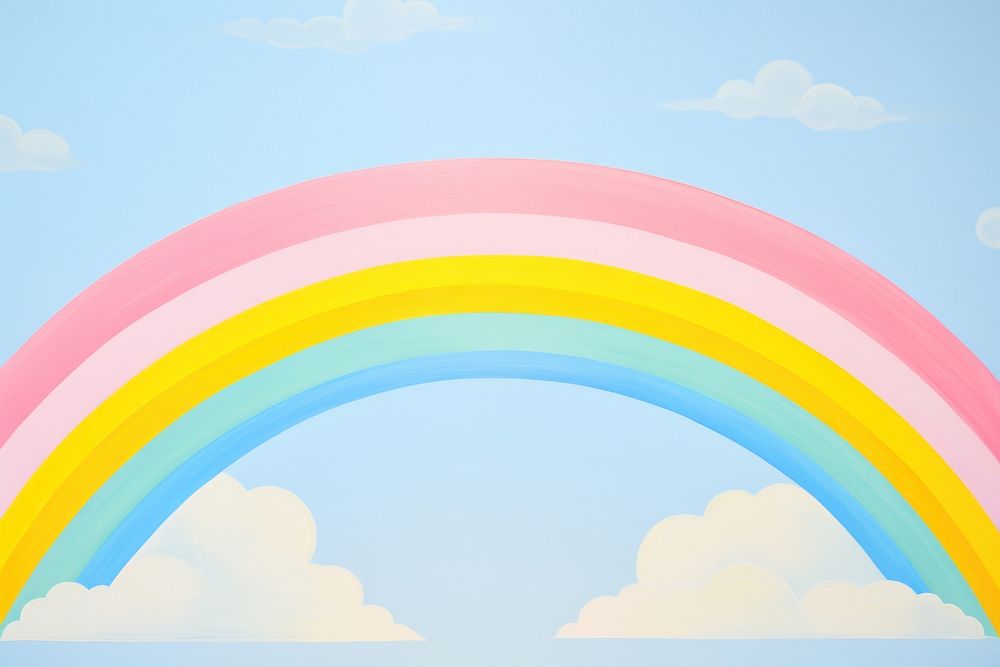 Painting of rainbow border backgrounds nature sky.