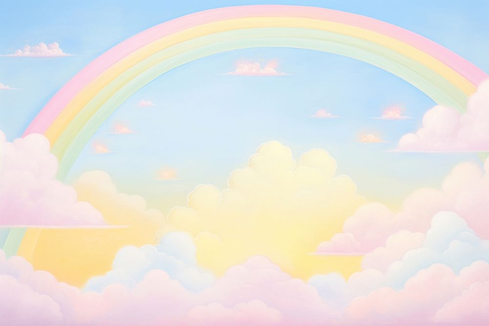 Painting of rainbow sky border backgrounds outdoors nature.