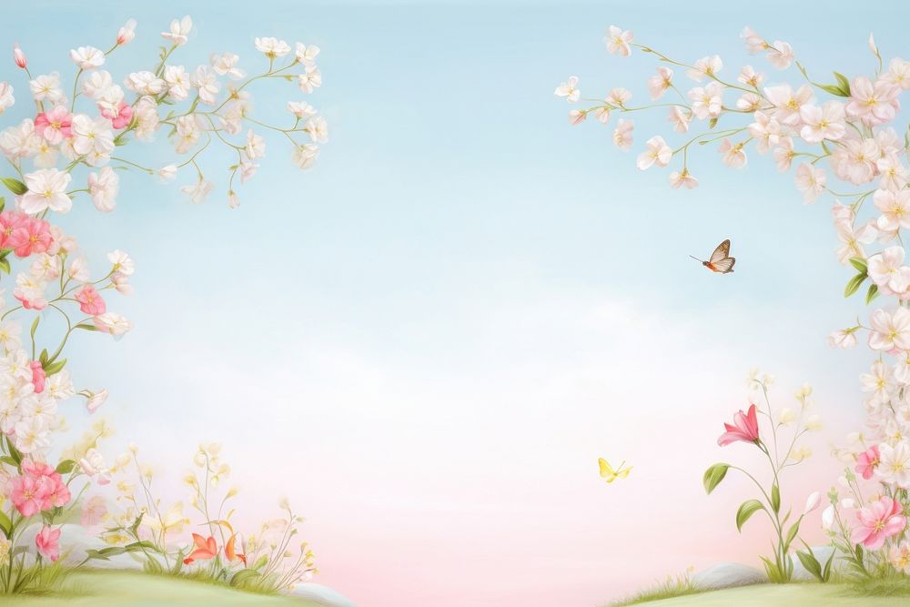 PNG Painting of spring border outdoors blossom flower.