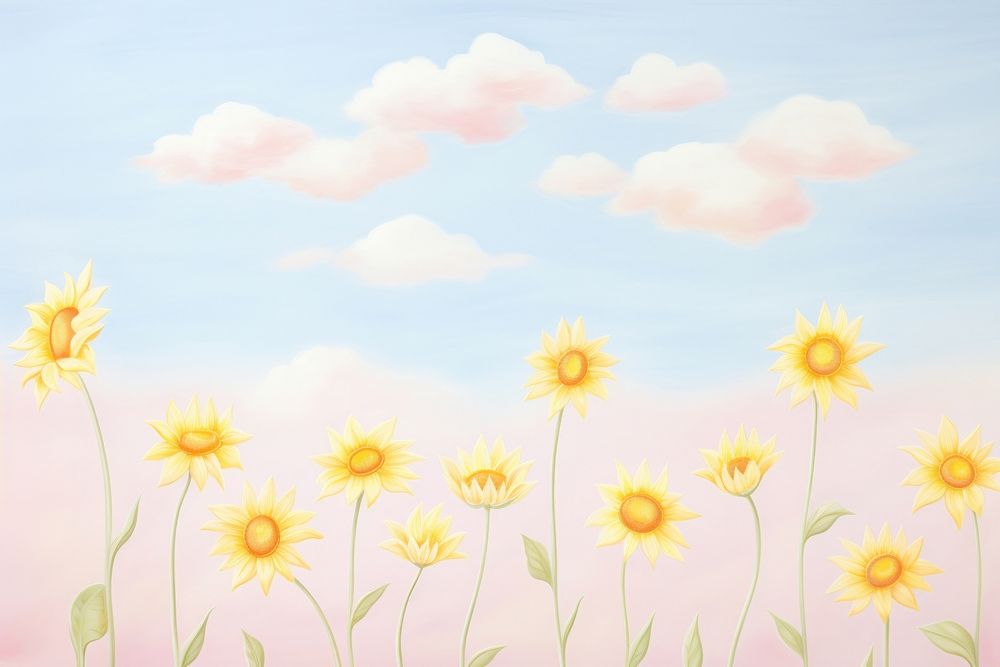 Painting of sunflower border backgrounds outdoors nature.