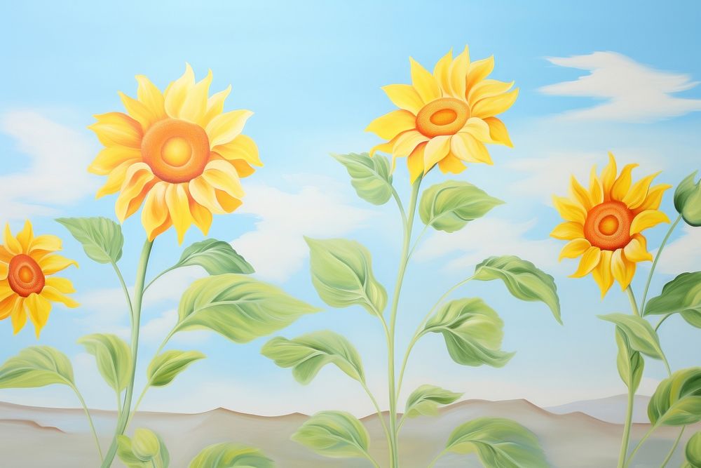 Painting of sunflower border backgrounds plant art.