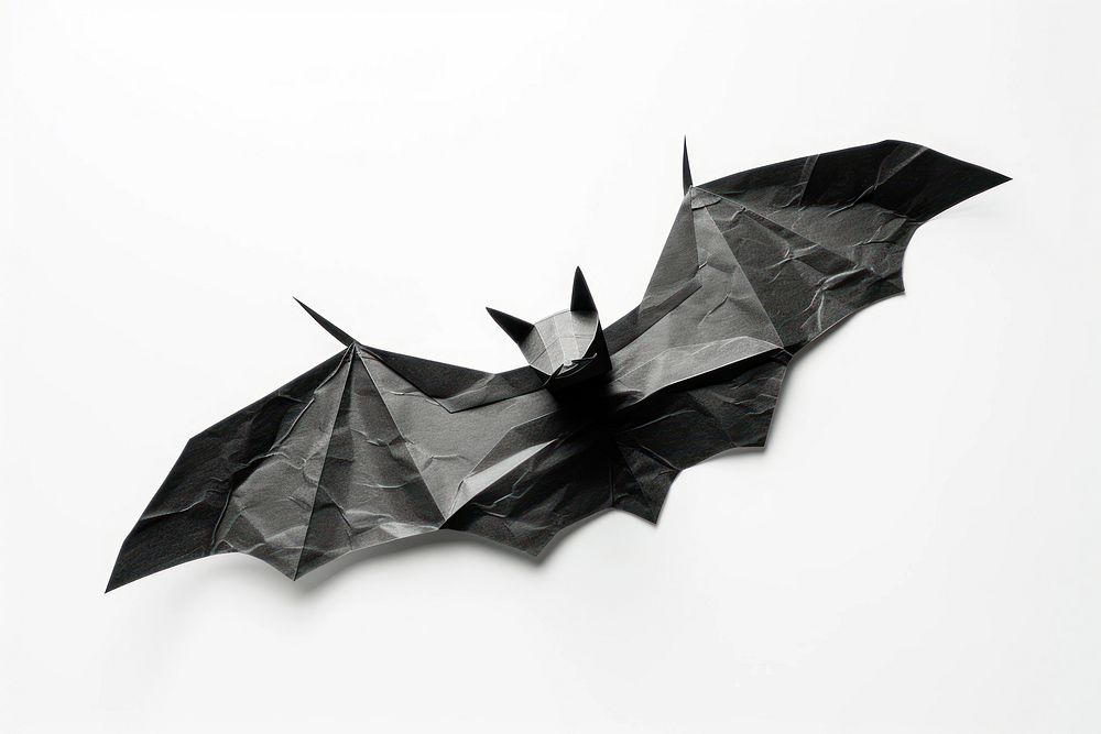 Bat paper origami white background.