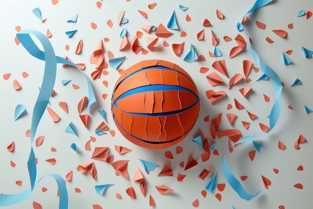Basketball sports paper celebration.
